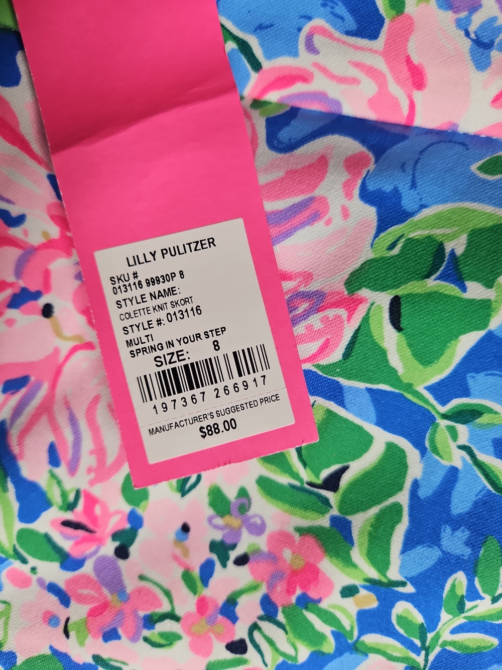 Lilly Pulitzer Blue Floral Pink Bloom Skort Size 8 - Picture 3 of 11
